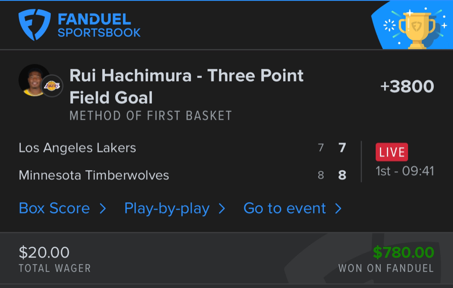 Hall of Fame betting receipt