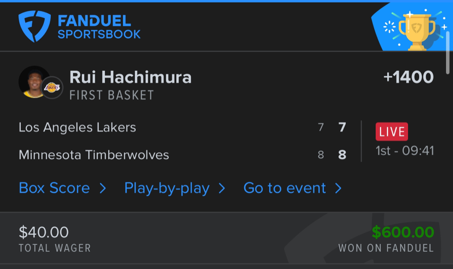 Hall of Fame betting receipt