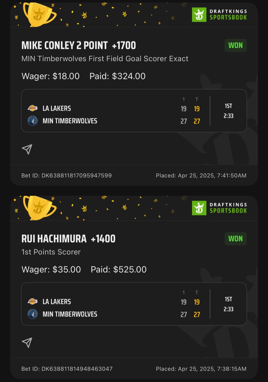 Hall of Fame betting receipt