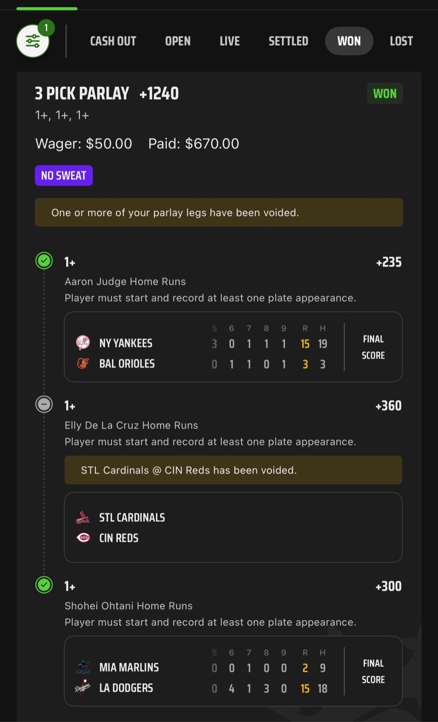 Hall of Fame betting receipt