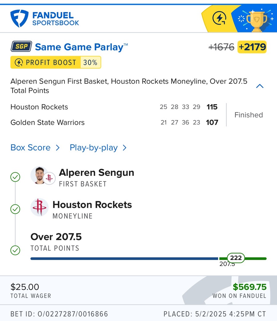 Hall of Fame betting receipt