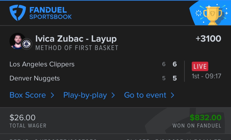 Hall of Fame betting receipt