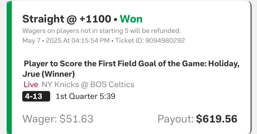 Hall of Fame betting receipt