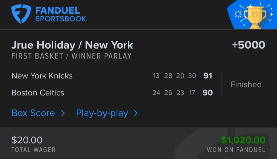 Hall of Fame betting receipt