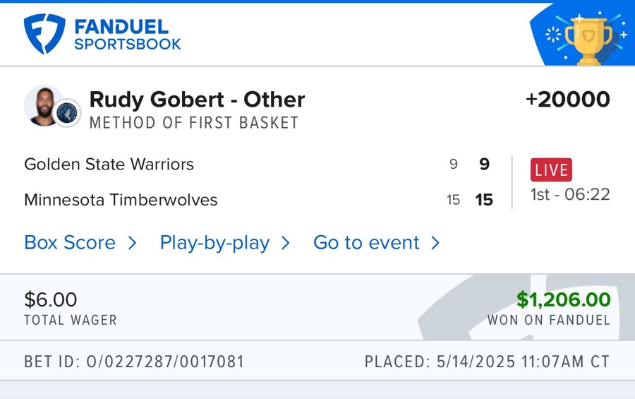 Hall of Fame betting receipt