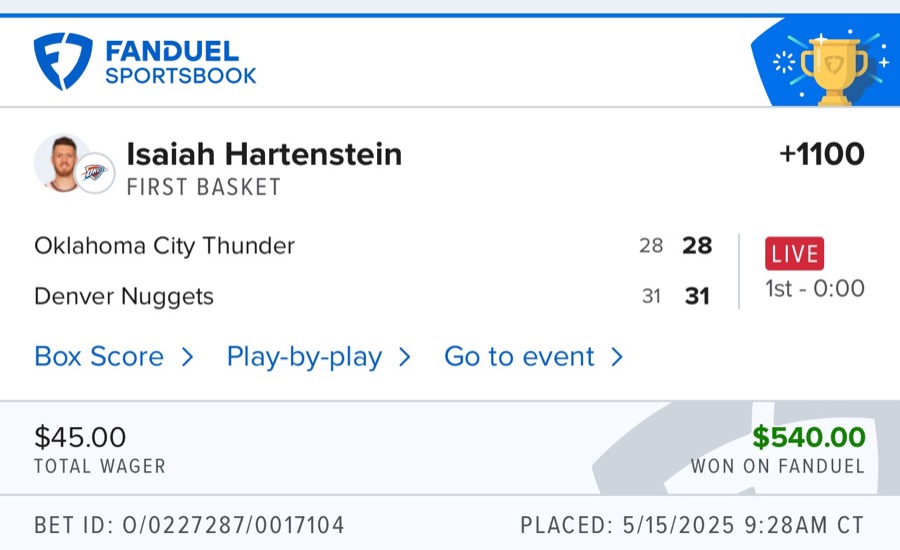 Hall of Fame betting receipt