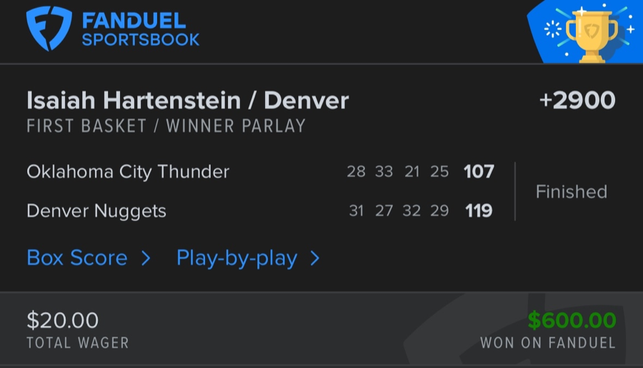 Hall of Fame betting receipt