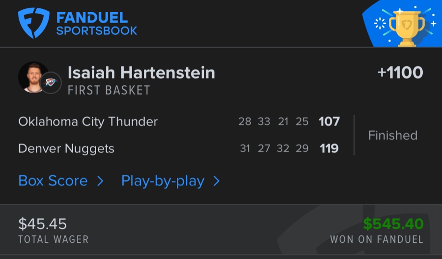 Hall of Fame betting receipt