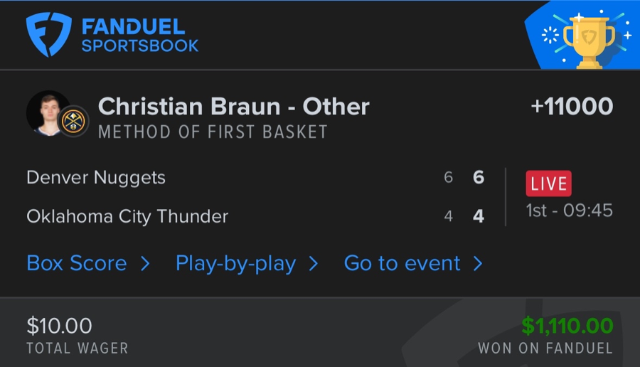 Hall of Fame betting receipt