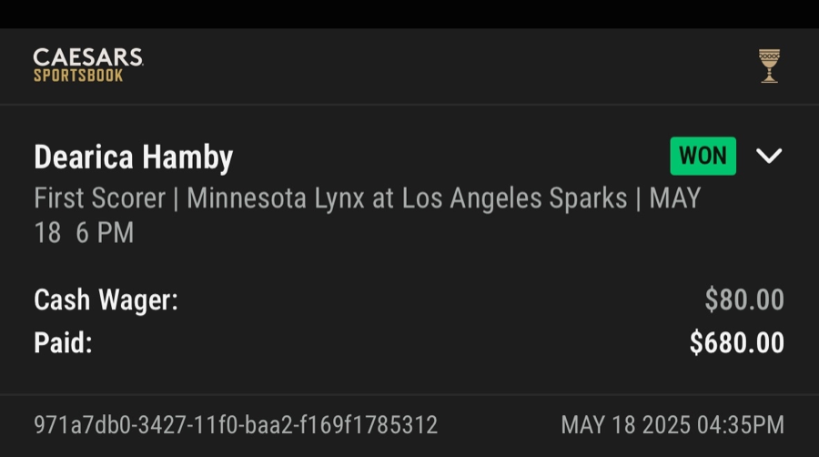 Hall of Fame betting receipt