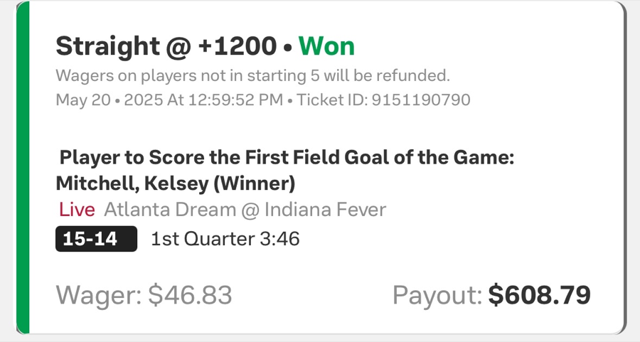 Hall of Fame betting receipt