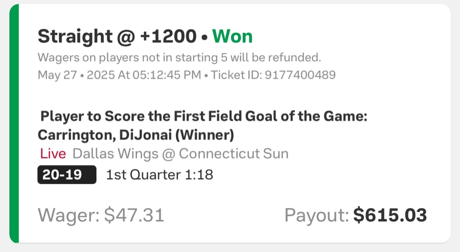 Hall of Fame betting receipt