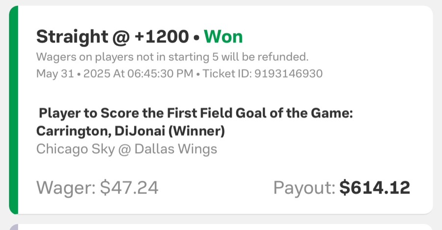 Hall of Fame betting receipt