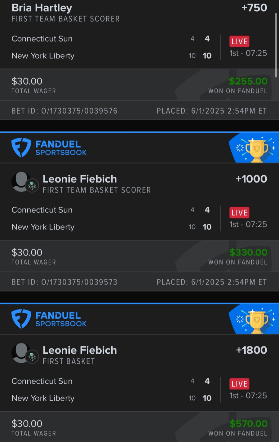 Hall of Fame betting receipt