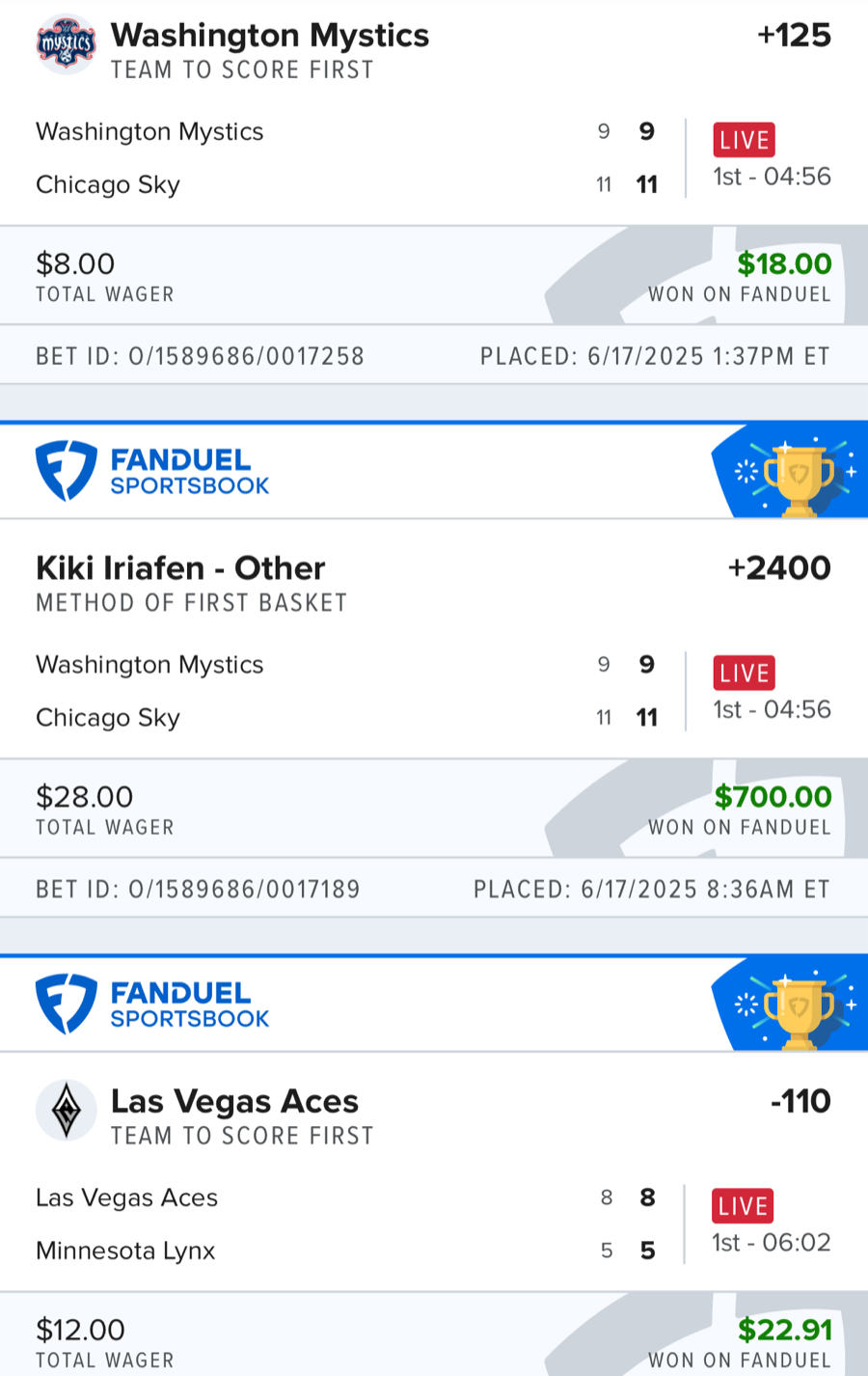 Hall of Fame betting receipt