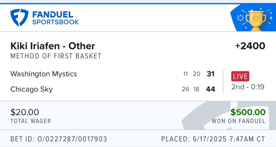 Hall of Fame betting receipt