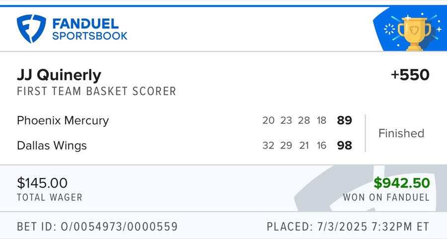 Hall of Fame betting receipt