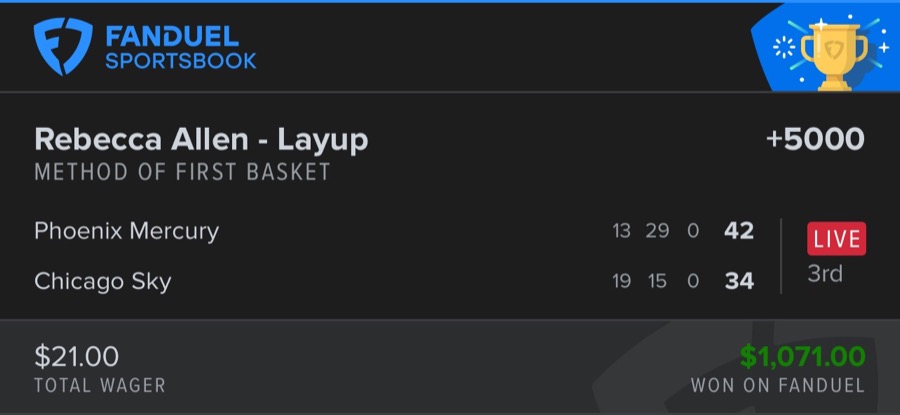 Hall of Fame betting receipt