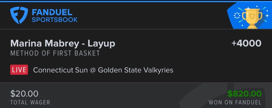 Hall of Fame betting receipt