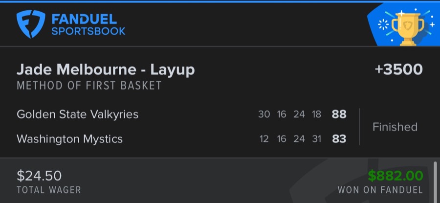 Hall of Fame betting receipt