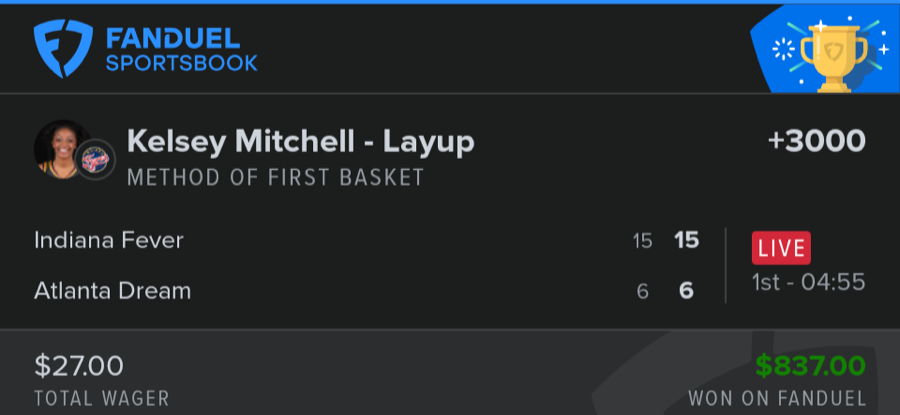 Hall of Fame betting receipt