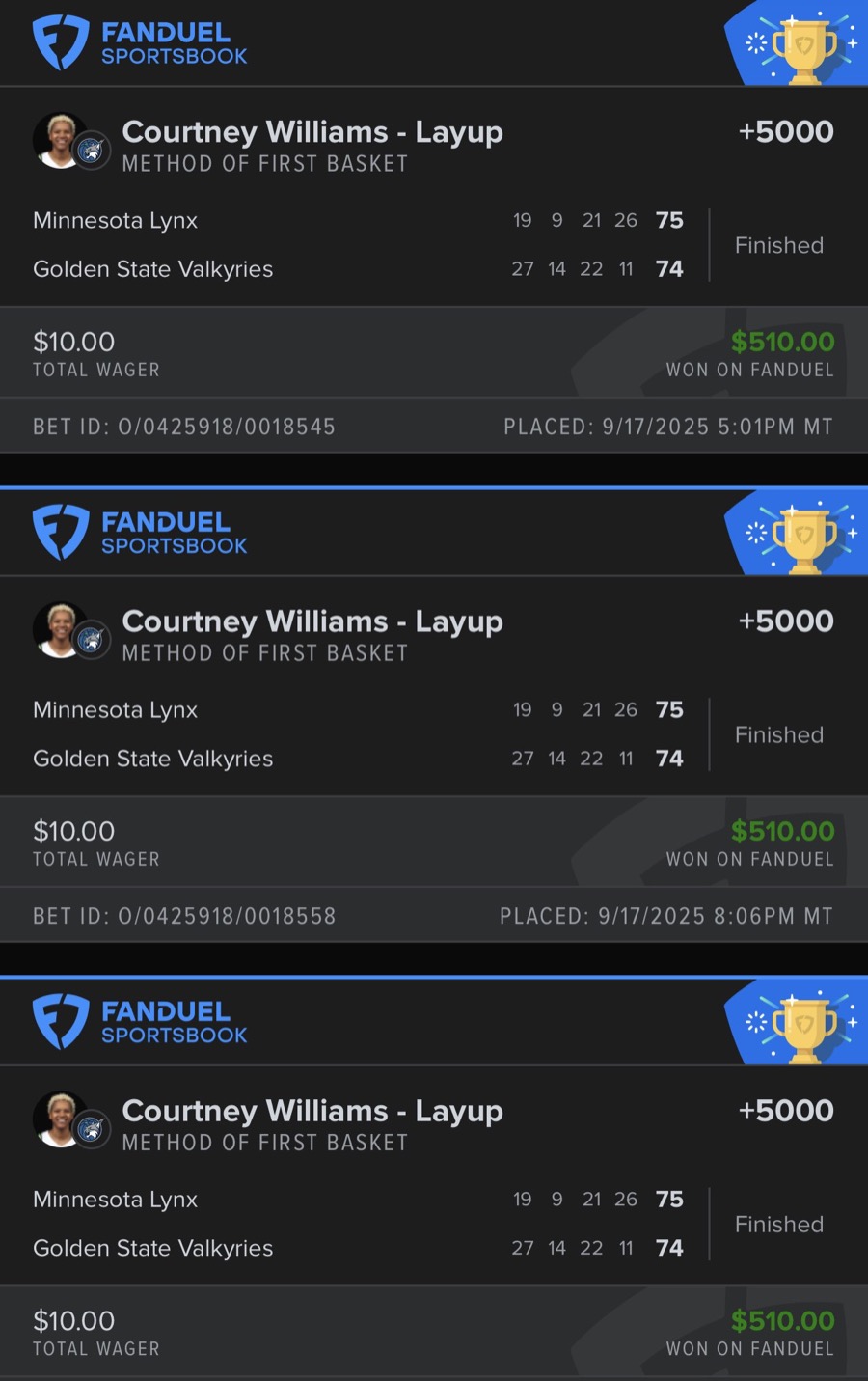 Hall of Fame betting receipt