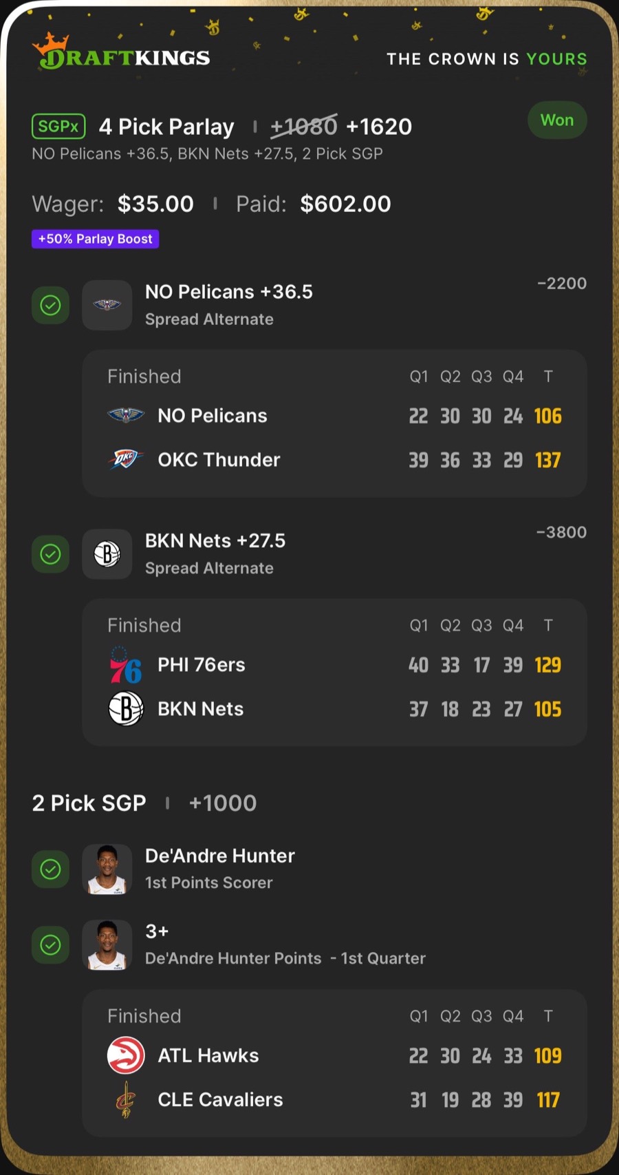 Hall of Fame betting receipt