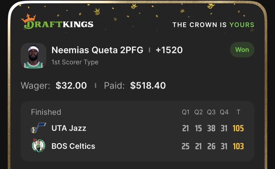 Hall of Fame betting receipt