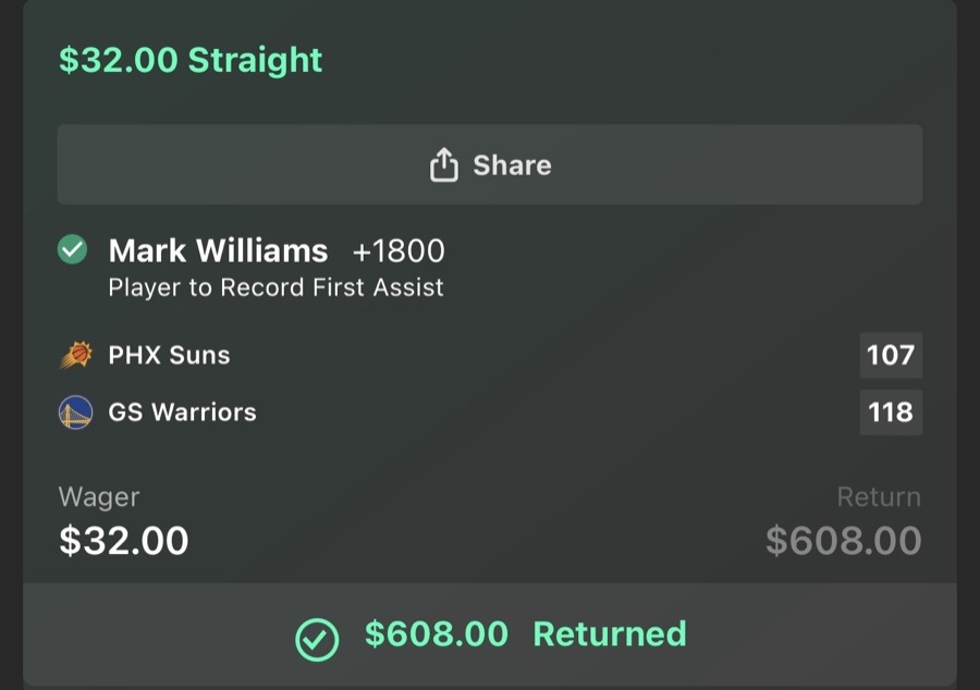 Hall of Fame betting receipt