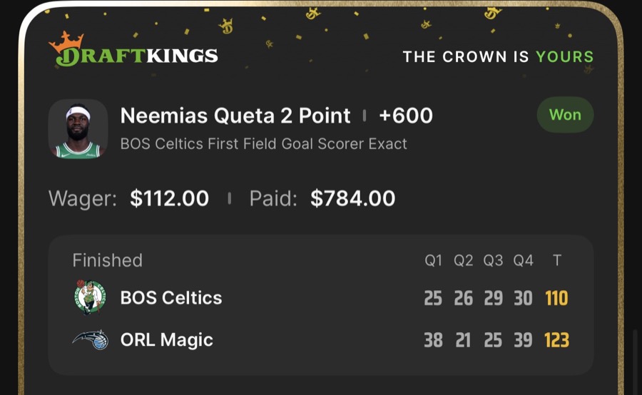 Hall of Fame betting receipt