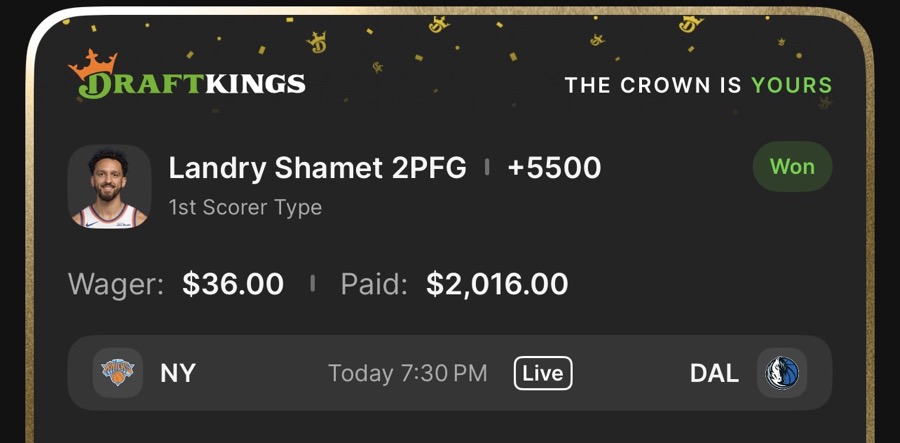 Hall of Fame betting receipt