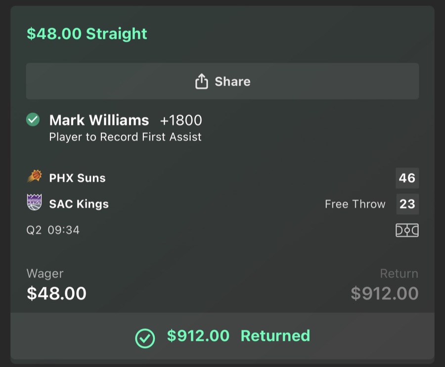 Hall of Fame betting receipt