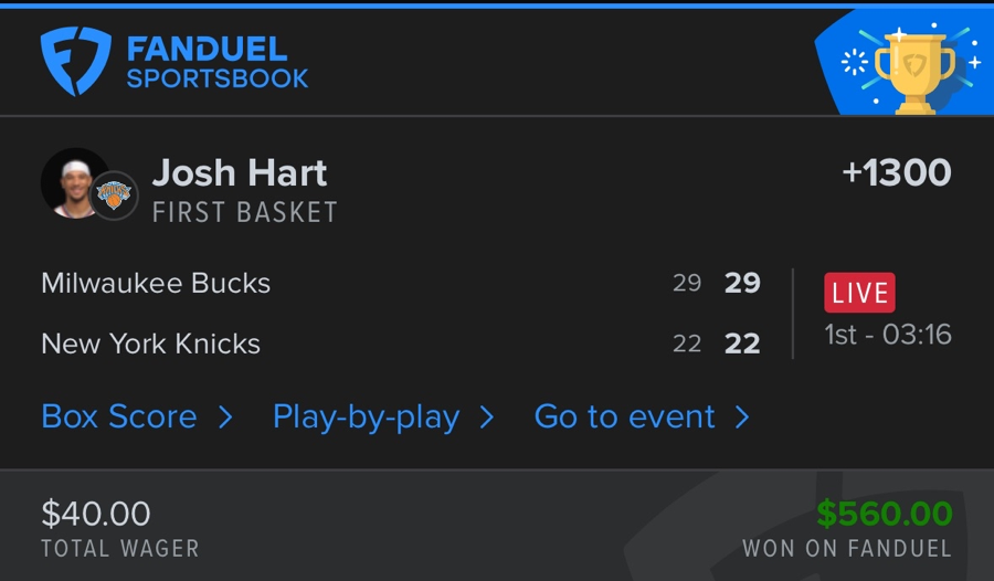 Hall of Fame betting receipt