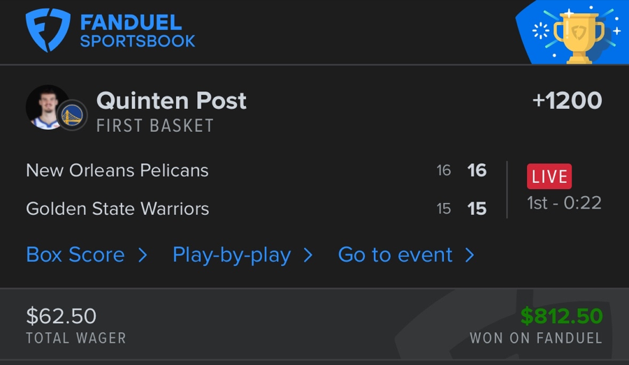 Hall of Fame betting receipt