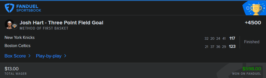 Hall of Fame betting receipt
