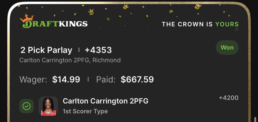 Hall of Fame betting receipt