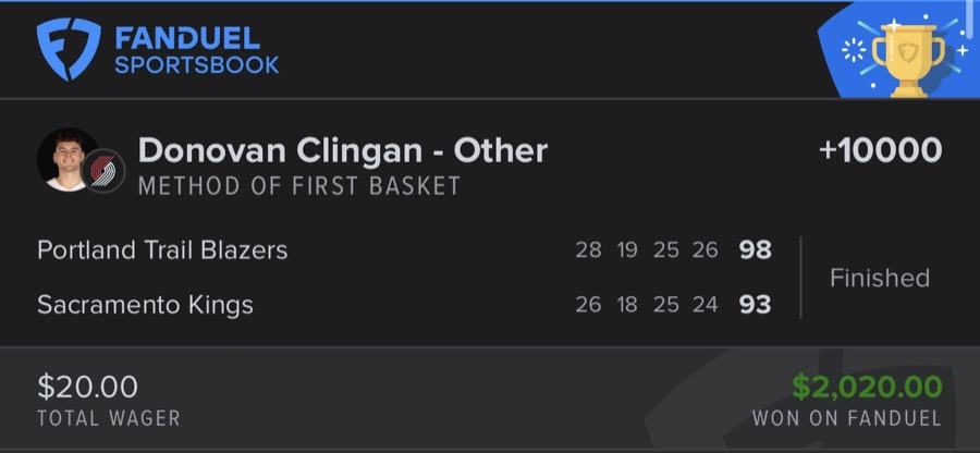 Hall of Fame betting receipt