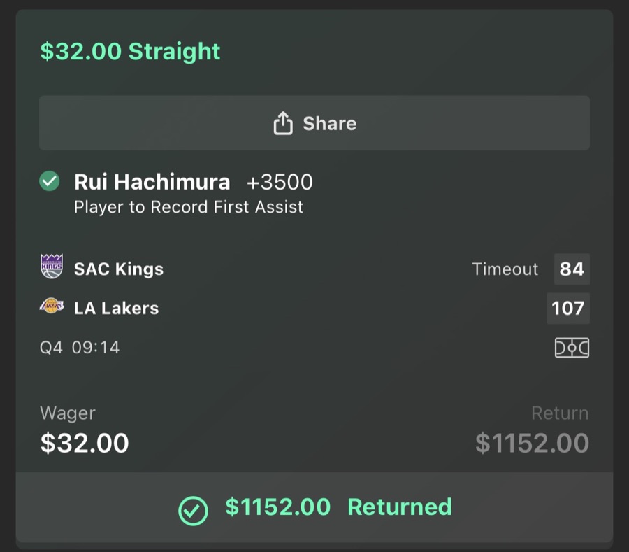 Hall of Fame betting receipt