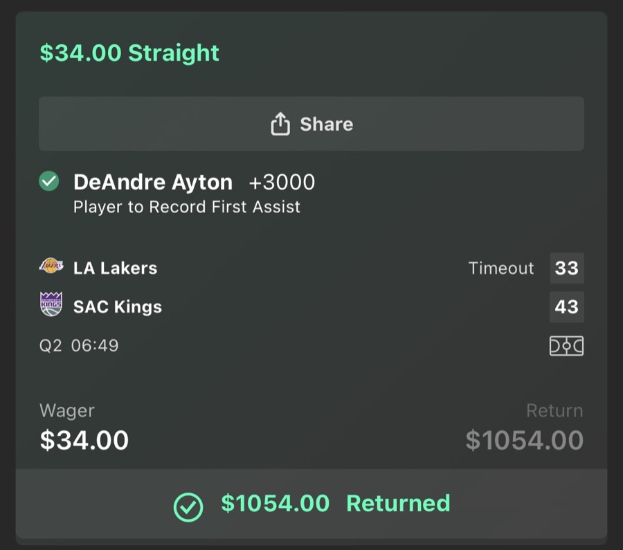 Hall of Fame betting receipt