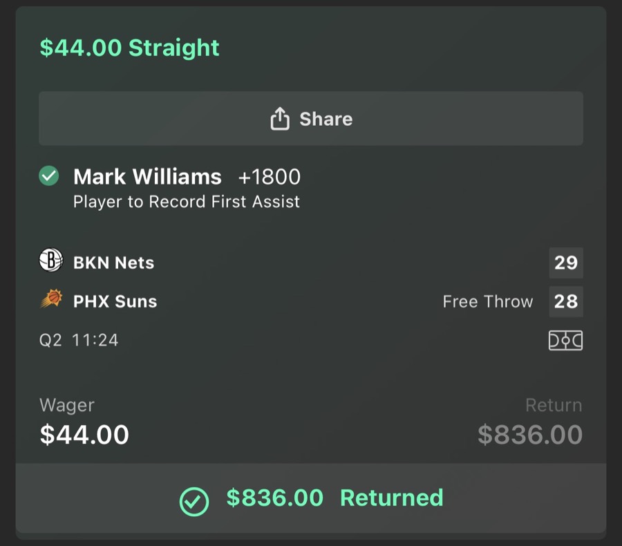 Hall of Fame betting receipt