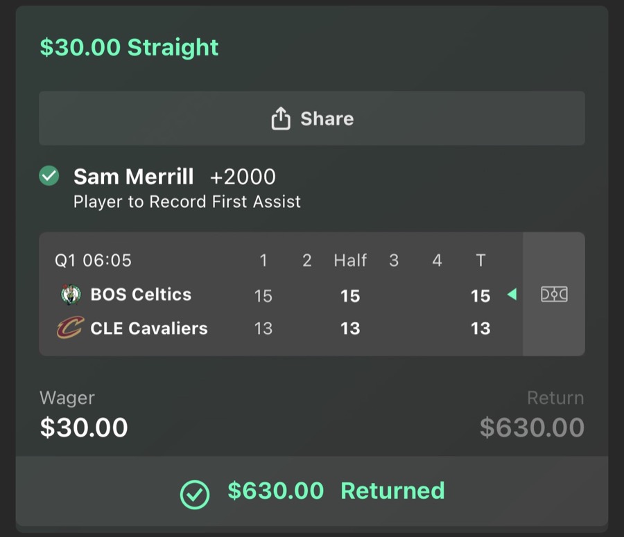 Hall of Fame betting receipt