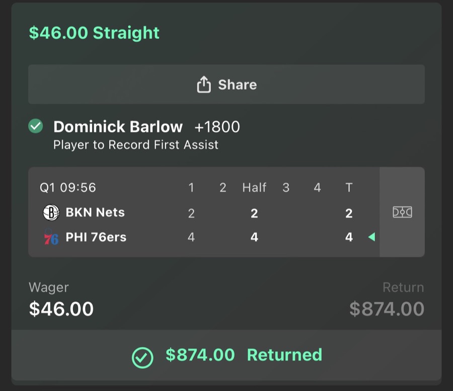 Hall of Fame betting receipt