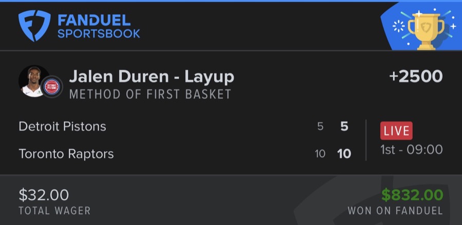 Hall of Fame betting receipt