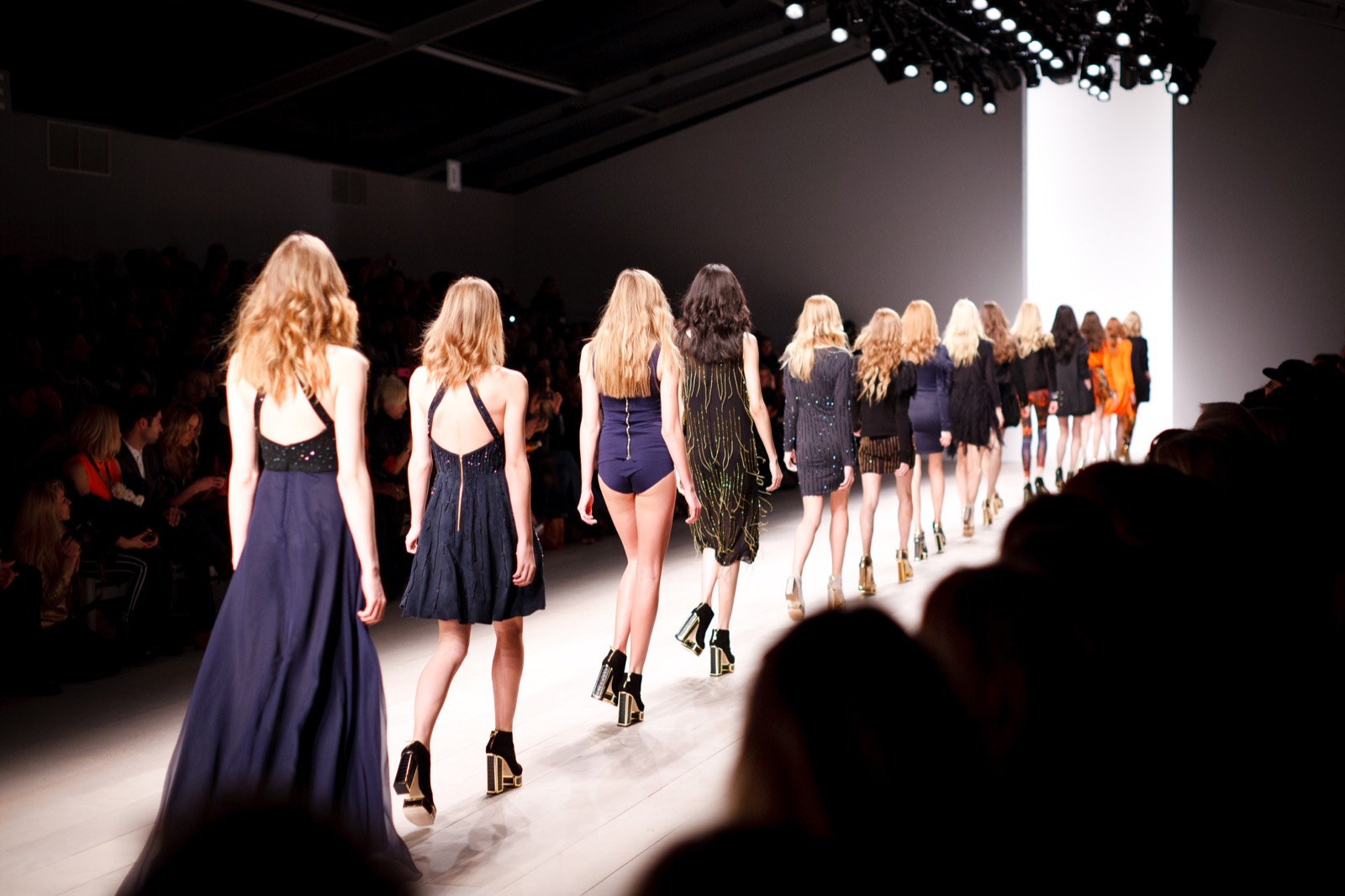 Models walking a fashion runway