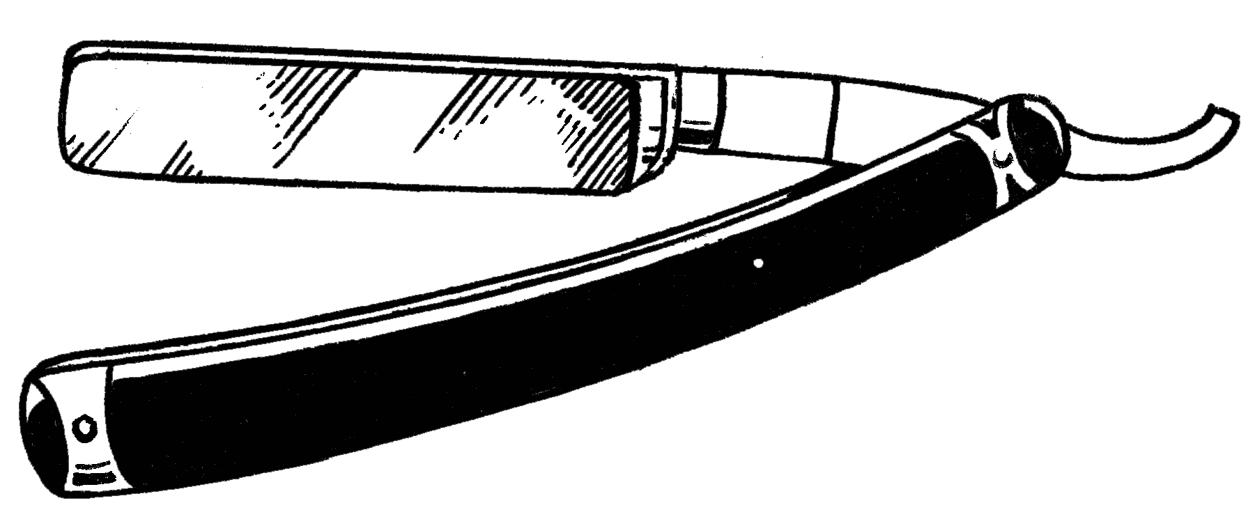 Line drawing of a straight razor